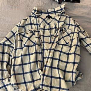 J crew white and blue flannel.